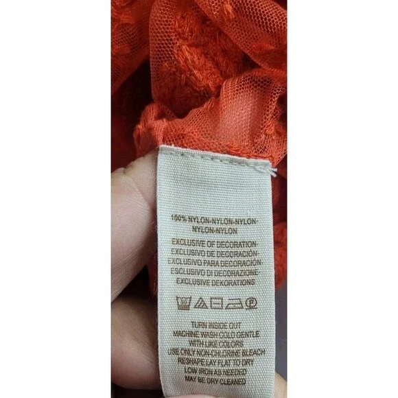 Free People Jubilee Embroidered Lace Boho Sheer Blouse Top Red Sz Small OB754354 - Picture 10 of 15